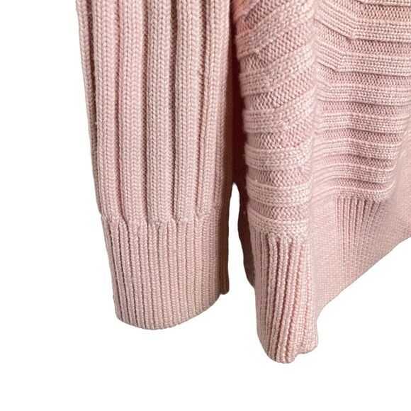 Per Se Merino Wool Women Open Front Pink Long Sleeve Knit Sweater Cardigan Small - Picture 5 of 10